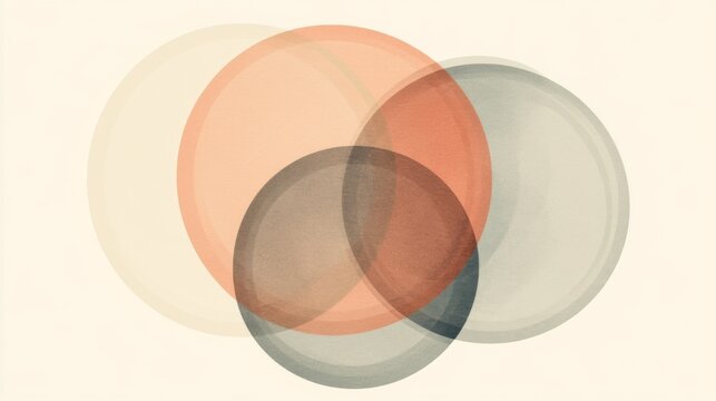 Abstract watercolor circles overlapping in soft tones, creating a serene background effect