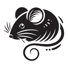 Black Color Mouse silhouette design Vector Illustration, Solid White Background (6).eps
