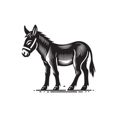 Black Color Mule silhouette design Vector Illustration, Solid White Background (4).eps