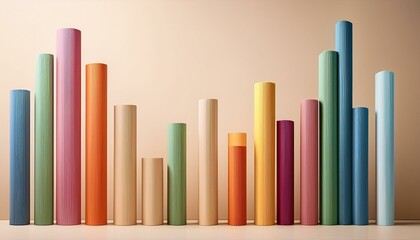 Obraz premium an abstract minimalist business background featuring colorful vertical bars on a soft beige backdrop