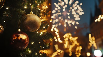 Festive New Year&rsquo;s Eve party with decorations and fireworks. Celebrating the arrival of 2024. Ideal for New Year&rsquo;s celebrations.