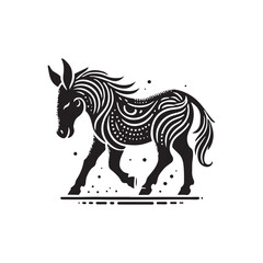 Black Color Mule silhouette design Vector Illustration, Solid White Background (8).eps