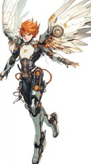 A Cyborg Angel Soars Through The Air