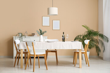 Table setting in modern dining room