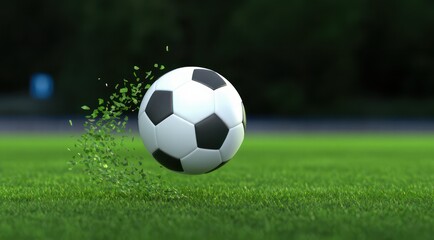 Obraz premium A soccer ball in motion, creating a dynamic and lively scene.