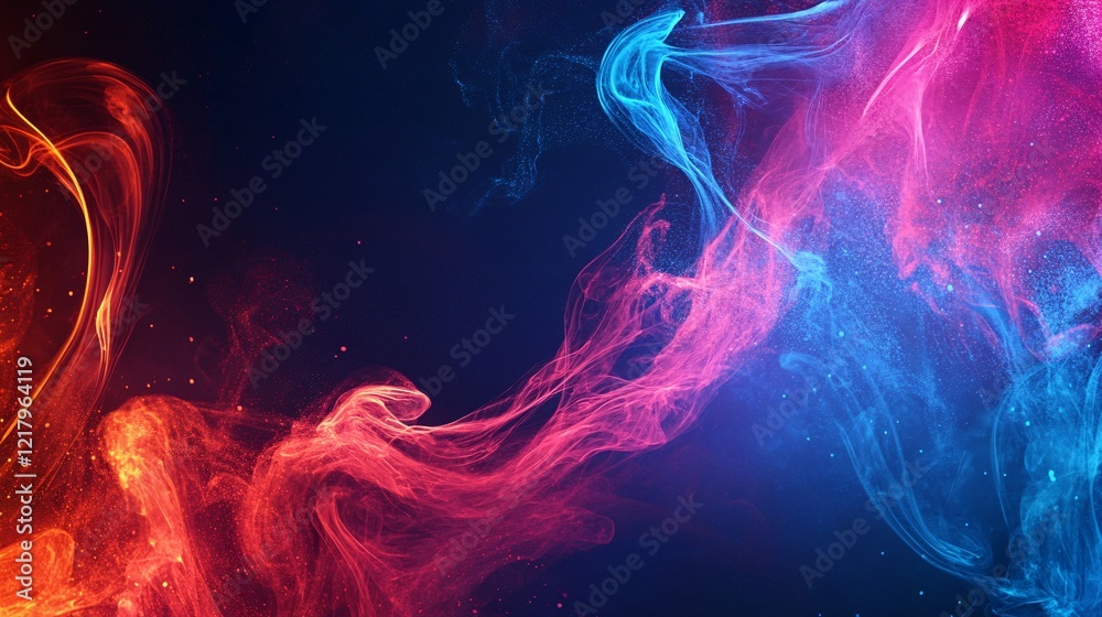 Aufkleber colorful swirling smoke creating abstract shapes on dark background