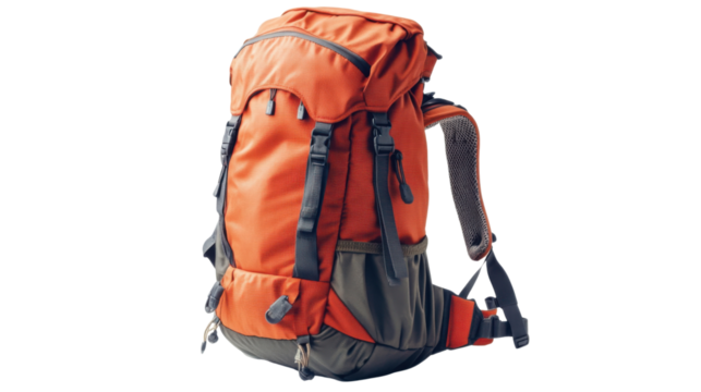 Tourist travel backpack bag on transparent background 