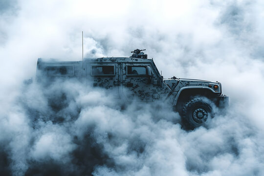 Armored vehicle smokescreen desert escape