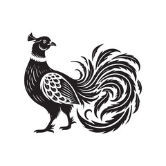 Black Color Pheasant silhouette design Vector Illustration, Solid White Background (15).eps