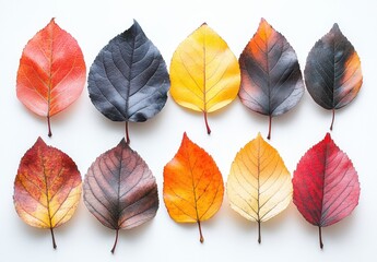 Obraz premium A Vibrant Array of Autumn Leaves Showcasing Rich Textures and Warm Colors, Perfect for Celebrating the Beauty of Fall in Nature Photography Collections