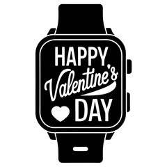 A smartwatch showing happy valentine's day silhouette vector illustration 