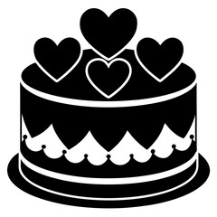 A valentine's day cake silhouette vector illustration 