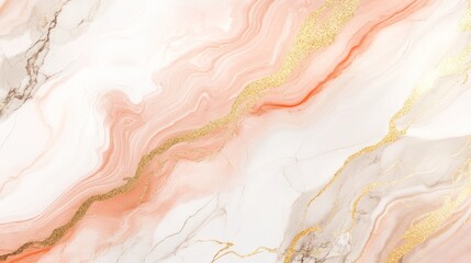 Elegant abstract marble background with gold glitter and soft peach color texture