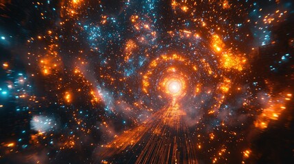 Obraz premium A Cosmic Tunnel Of Orange And Blue Lights