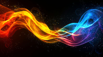 Cosmic Swirls: Abstract Fire and Ice Digital Painting