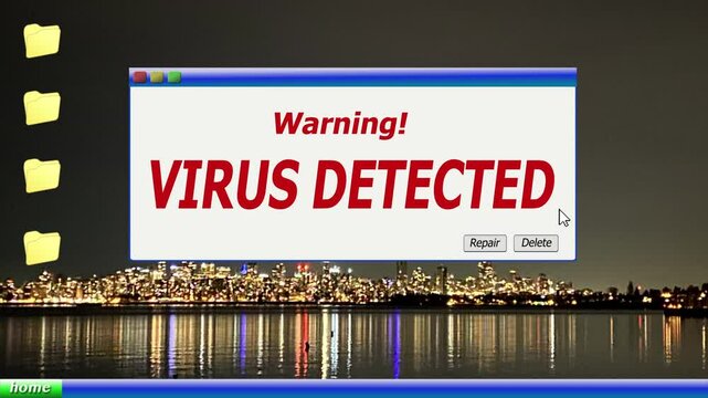Computer virus detected and glitch hacked 4K UHD