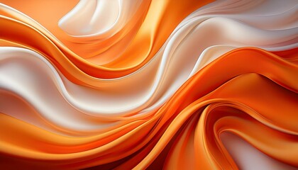 Obraz premium abstract background with smooth wavy silk fabric in orange and white colors