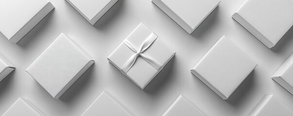 Obraz premium Minimalist Gift Box Pattern: A Study in White and Simple Elegance