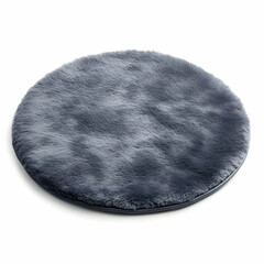 Round gray sheepskin cushion, comfort, home, floor, studio background, interior design