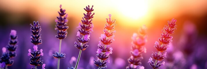 Lavender field at sunset.