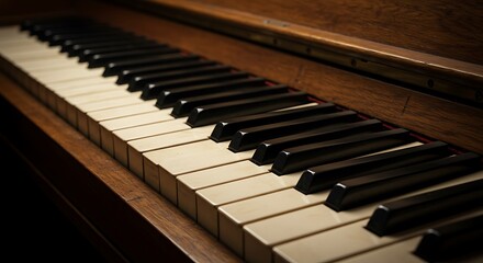 Close up shot of piano keyboard