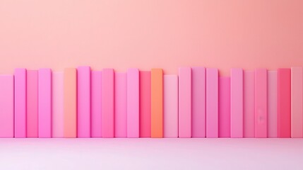 Colorful Arrangement of Pastel Pink and Orange Books on Background