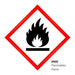 Flammable warning sign vector. Globally harmonized system hazard pictograms symbol. Warning symbol GHS icon. Safety Sign. Danger zone.