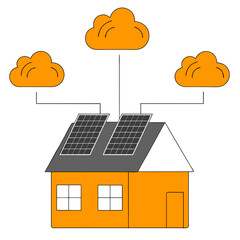 Smart home with solar panels on the roof