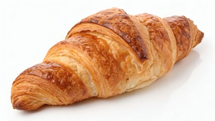 Classic French croissant on a white background