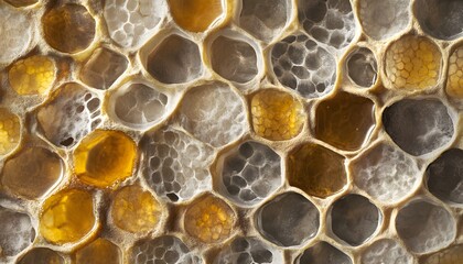 Honeycomb Cells Filled With Golden Honey