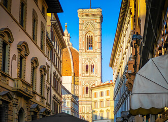 Naklejka premium Cathedral of Santa Maria del Fiore. Close up of Duomo di Firenze in Florence, Italy