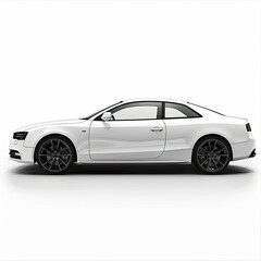 Fototapeta premium A sleek white coupe car displayed isolated on white background