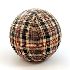 Obraz premium A 3D sphere displaying a plaid textile pattern, useful for graphic design and visualization. isolated on white background