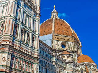 Cathedral of Santa Maria del Fiore. Close up of Duomo di Firenze in Florence, Italy