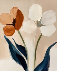Flowers art painting, wall art, design, realistic, textured painting
