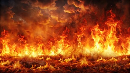 Fototapeta premium Fiery Inferno Landscape with Flames , flames, hellish, flames, hellish, inferno, smoldering, blazing, abstract, fiery explosion