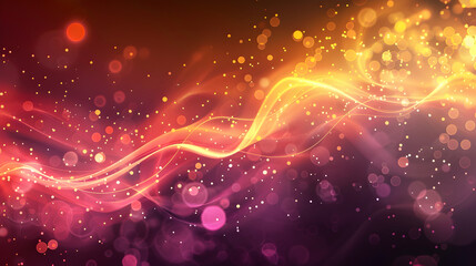 Abstract colorful background with flowing lines and glowing particles.