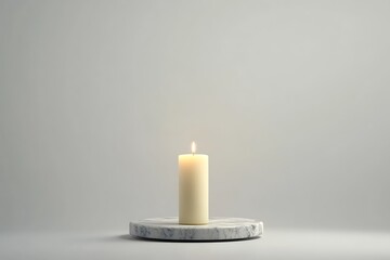 Elegant White Candle on Marble Display