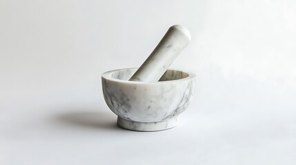 Marble Mortar and Pestle on a White Background