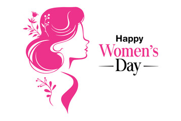 Women's Day Greeting Card with Elegant Silhouette and Floral Accents. omen's Day, greeting card designs, and minimalist illustrations.