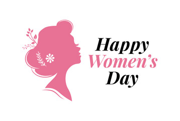 Women's Day Greeting Card with Elegant Silhouette and Floral Accents. omen's Day, greeting card designs, and minimalist illustrations.