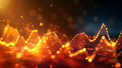 Abstract visualization of data trends with glowing lines and bokeh effects.