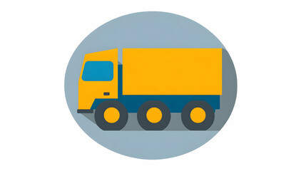 Yellow truck icon, delivery, transport, logistics, gray background, website design