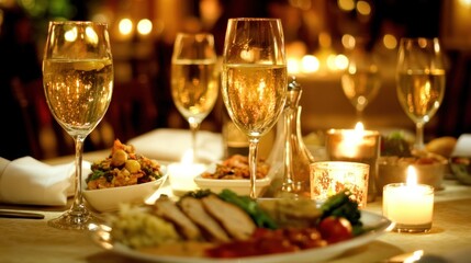 Romantic Candlelit Dinner: Gourmet Food and Sparkling Wine