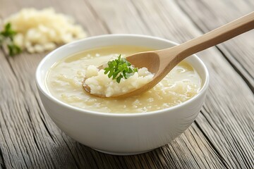 Creamy Potato Soup in a White Bowl