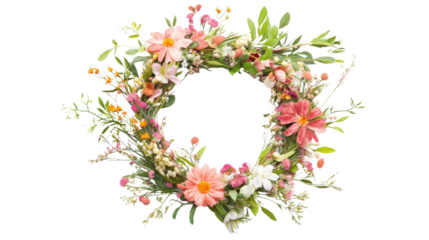 Flower wreath on transparent background 