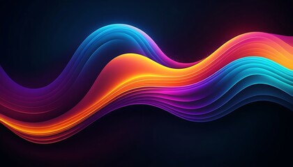 Abstract Colorful Waves Flowing Dynamically Across Dark Background