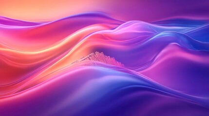 Naklejka premium Abstract colorful waves flowing, vibrant pink, purple, orange hues, dynamic, smooth texture.