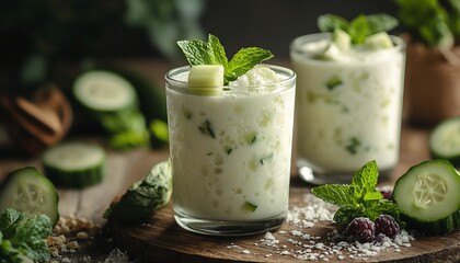Refreshing Cucumber Yogurt Smoothie with Mint