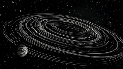 Obraz premium Space, swirling galaxy, planets, cosmic background, science illustration